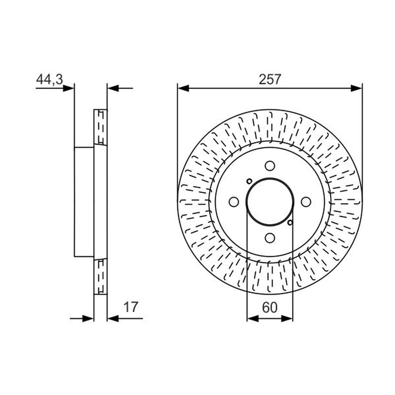 Bosch 2 x Vented Brake Discs 0 986 479 U93