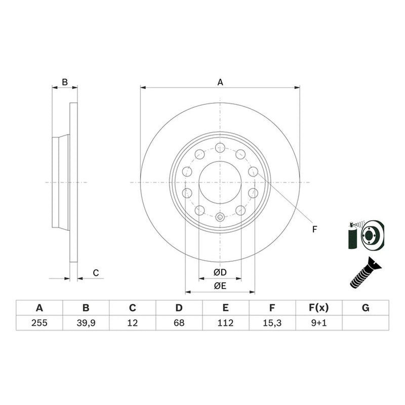 Bosch 2 x Solid Rear Brake Discs 0 986 478 987