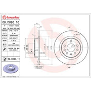 Brembo 2 x Solid Rear Brake Discs 08.D080.11