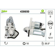 Valeo Starter Motor 12V 1.2kW 10 Teeth 438650
