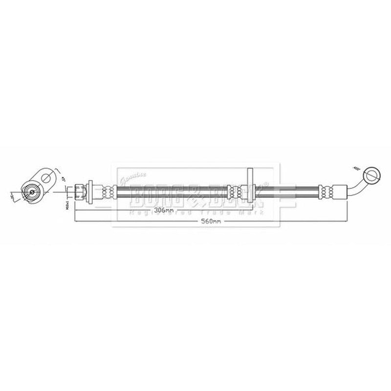 Borg & Beck Brake Hydraulic Hose Line Front Left BBH8026