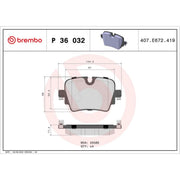 Brembo 4 x Rear Brake Pad Set P36032