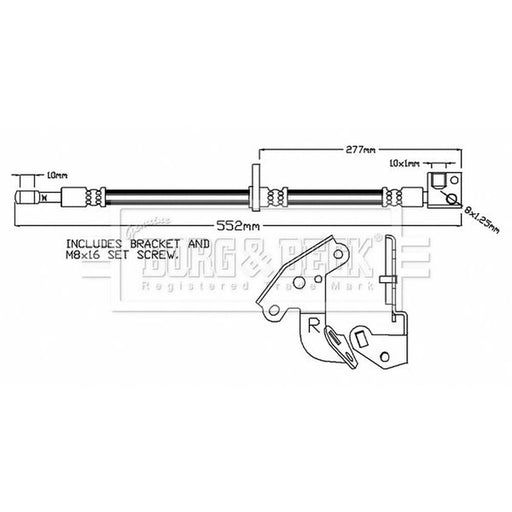 Borg & Beck Brake Hydraulic Hose Line Front Right BBH7445