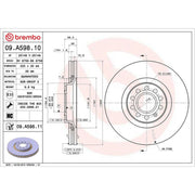 Brembo 2 x Internally Vented Front Brake Discs 09.A598.11