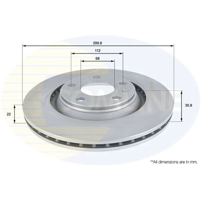Comline 2 x Internally Vented Rear Brake Discs ADC1485V