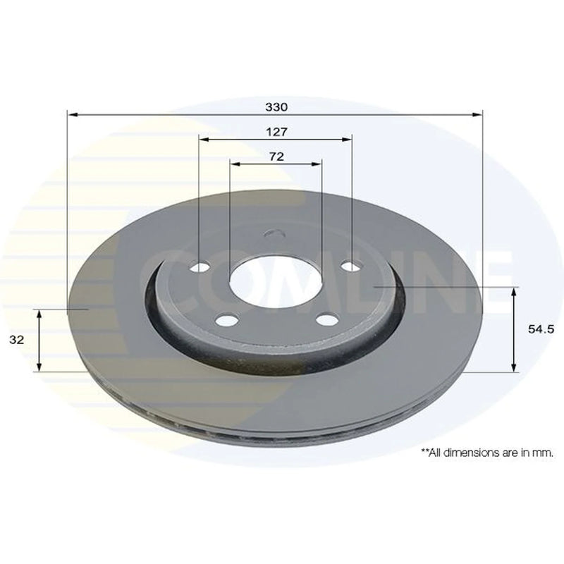 Comline 2 x Internally Vented Front Brake Discs ADC2894V