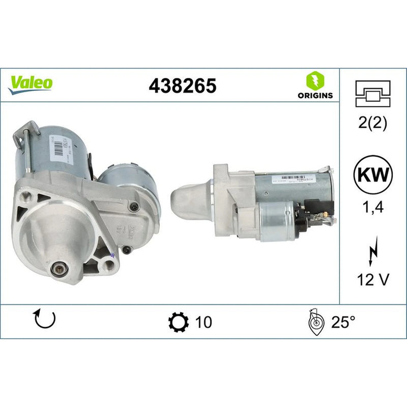 Valeo Starter Motor 12V 1.4kW 10 Teeth 438265