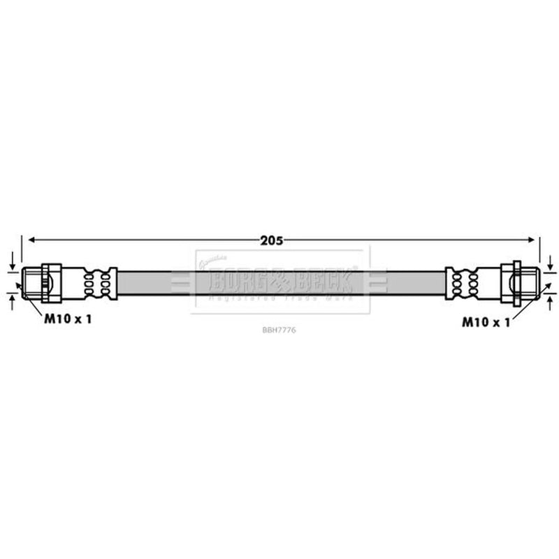 Borg & Beck Brake Hydraulic Hose Line Rear Left BBH7776