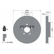 Textar 2 x Internally Vented Front Brake Discs 92296705