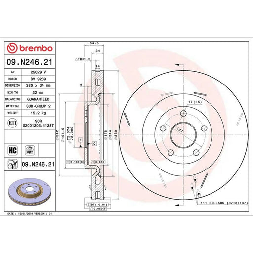 Brembo 2 x Slotted Front Brake Discs 09.N246.21