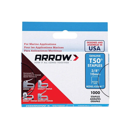 Arrow T50M 506m Monel Staples 10mm (3/8in) (Box 1000) - A506M1