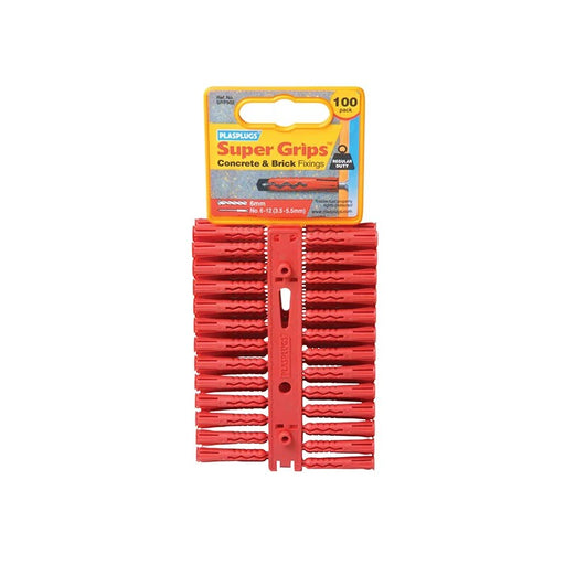 Plasplugs Supergrip Regular Red x 100 SRP502 - SRP502CC