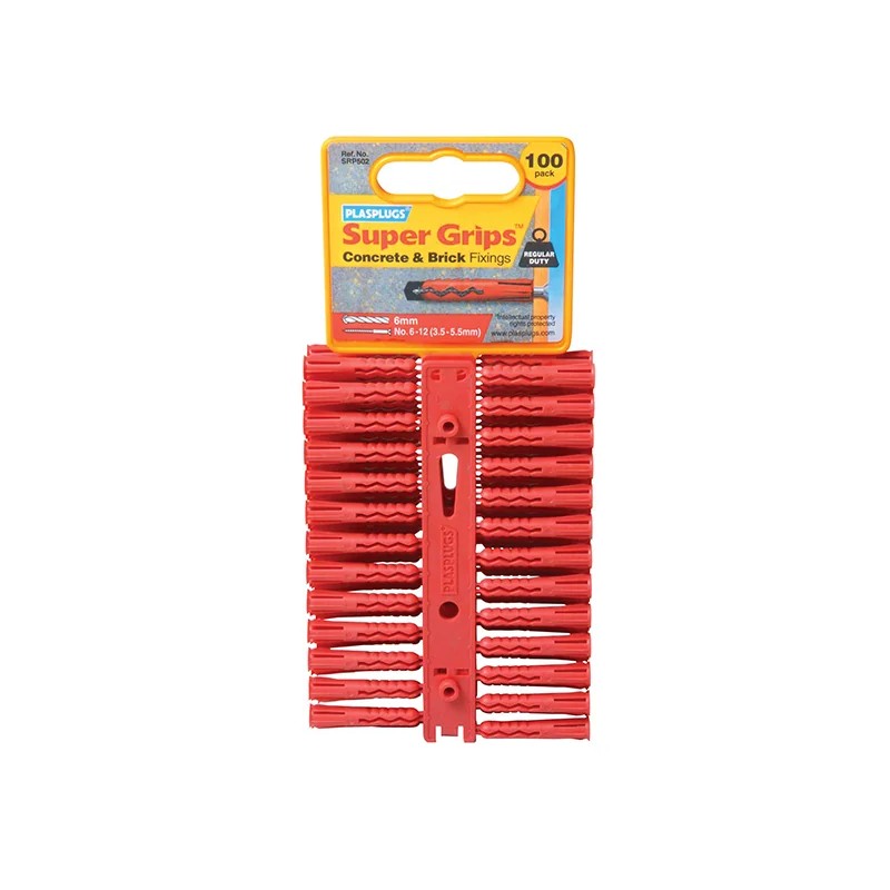 Plasplugs Supergrip Regular Red x 100 SRP502 - SRP502CC