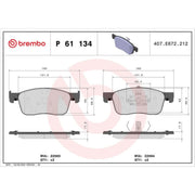 Brembo 4 x Front Brake Pad Set P61134