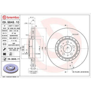 Brembo 2 x Internally Vented Front Brake Discs 09.9848.11