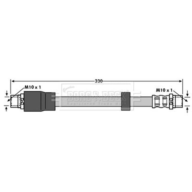 Borg & Beck Brake Hydraulic Hose Line Front Left BBH6891