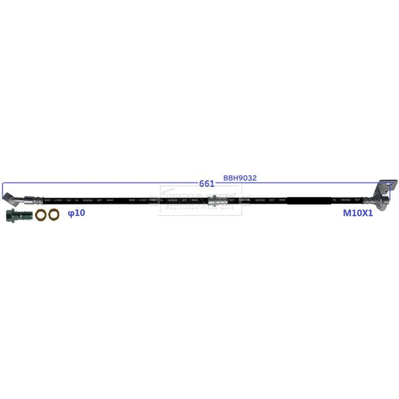 Borg & Beck Brake Hydraulic Hose Line Front Left BBH9032