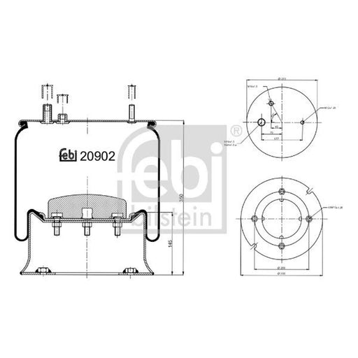 Febi Air Suspension Bellow 305mm Rear Right 20902