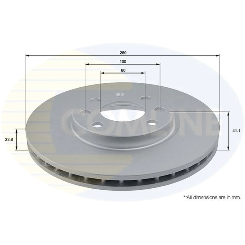 Comline 2 x Internally Vented Front Brake Discs ADC1112V