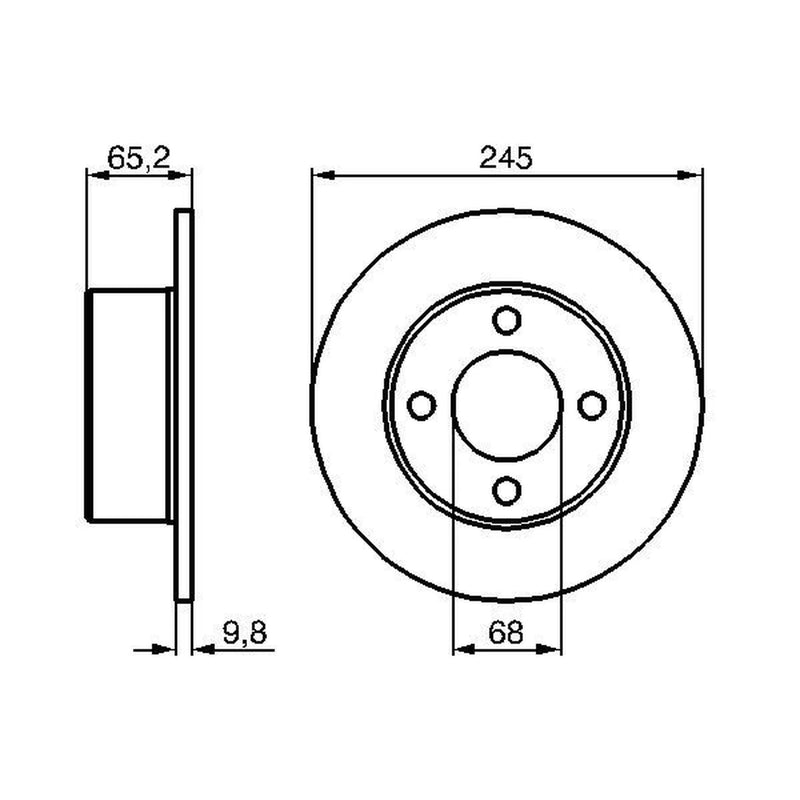 Bosch 2 x Solid Rear Brake Discs 0 986 478 073