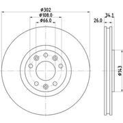 DON 2 x Internally Vented Front Brake Discs PCD20802