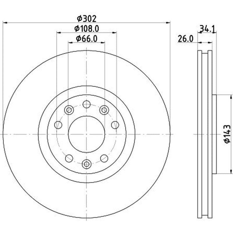 Mintex 2 x Internally Vented Front Brake Discs MDC2609