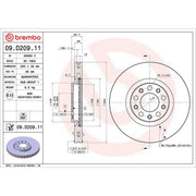 Brembo 2 x Internally Vented Front Brake Discs 09.D209.11