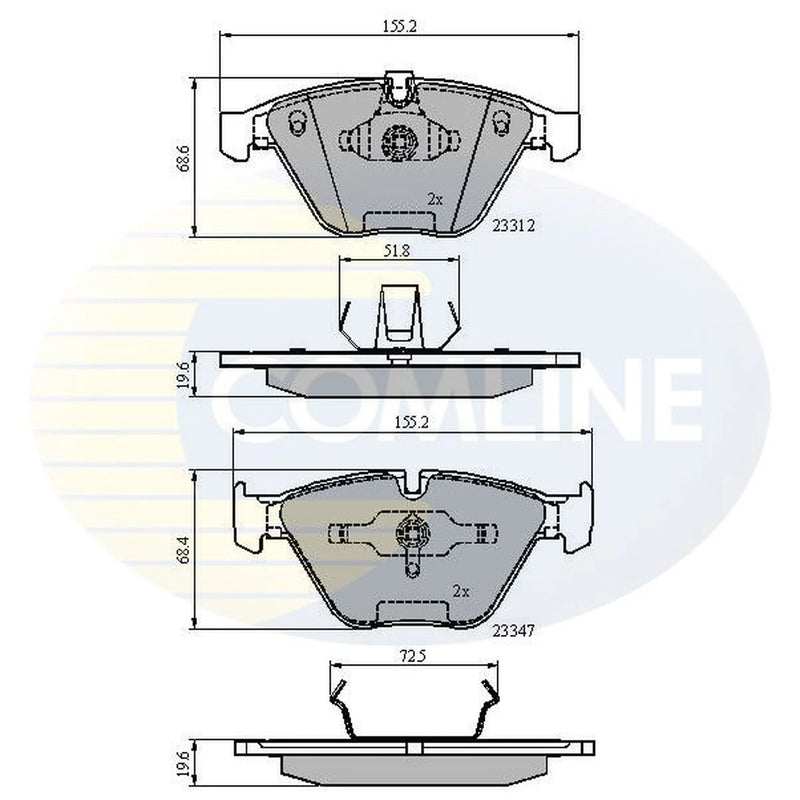Comline 4 x Front Brake Pad Set CBP02033
