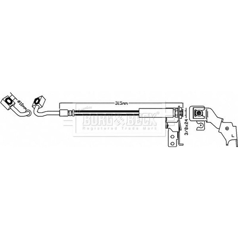 Borg & Beck Brake Hydraulic Hose Line Front Left BBH8619
