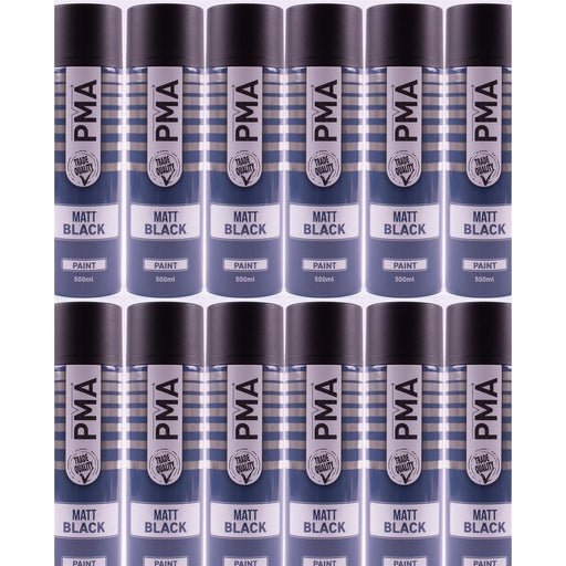 12 x 500ml PMA Stone Guard BLACK stone chip protection spray paint PMA  - Town Parts