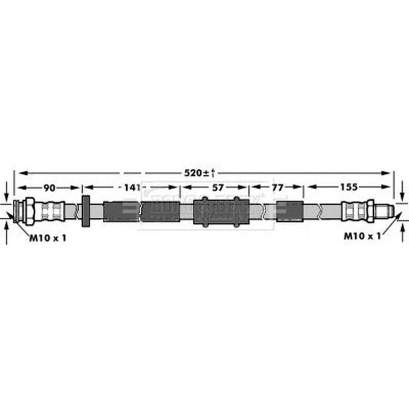 Borg & Beck Brake Hydraulic Hose Line Front Left BBH6957
