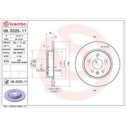 Brembo 2 x Solid Rear Brake Discs 08.D225.11