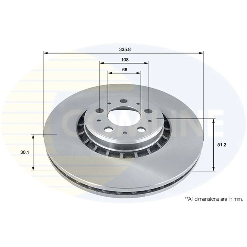 Comline 2 x Internally Vented Front Brake Discs ADC1919V