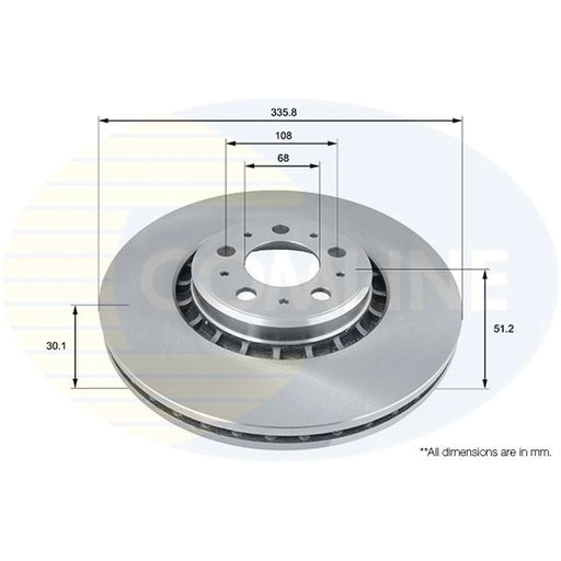 Comline 2 x Internally Vented Front Brake Discs ADC1919V