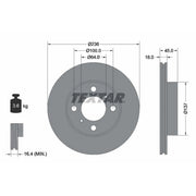 Textar 2 x Vented Front Brake Discs 92089400