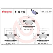 Brembo 4 x Rear Brake Pad Set P28089