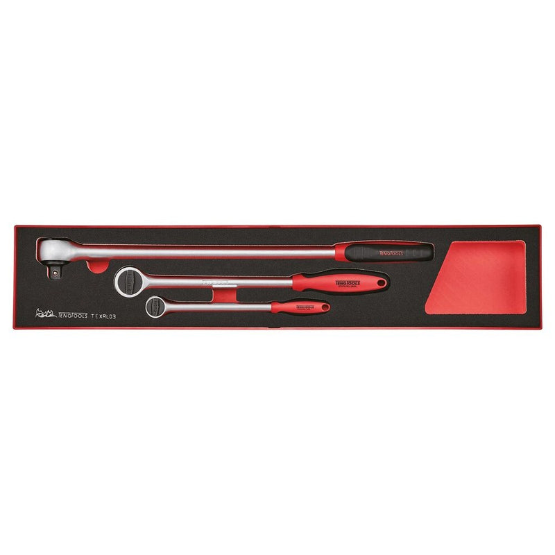 Teng Tools Long Arm Ratchet Set FOAMX4 3 Pieces 1/4" 3/8" 1/2"