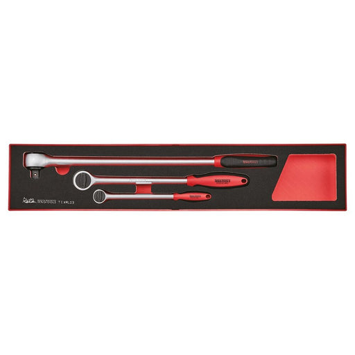 Teng Tools Long Arm Ratchet Set FOAMX4 3 Pieces 1/4" 3/8" 1/2"
