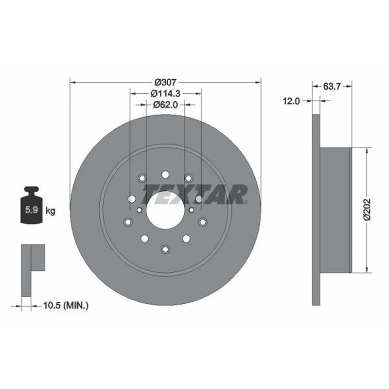 Textar 2 x Solid Rear Brake Discs 92170803