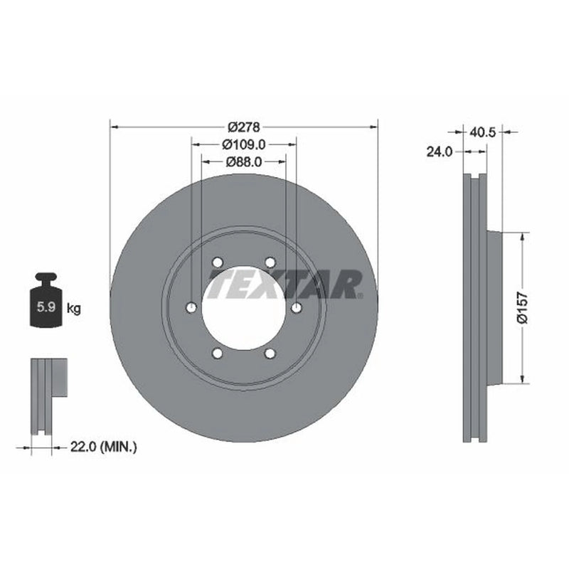 Textar 2 x Vented Front Brake Discs 92138400