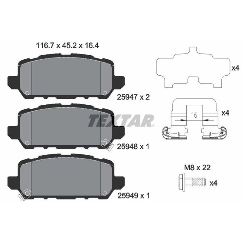 Textar Rear Brake Pad Set 2594701