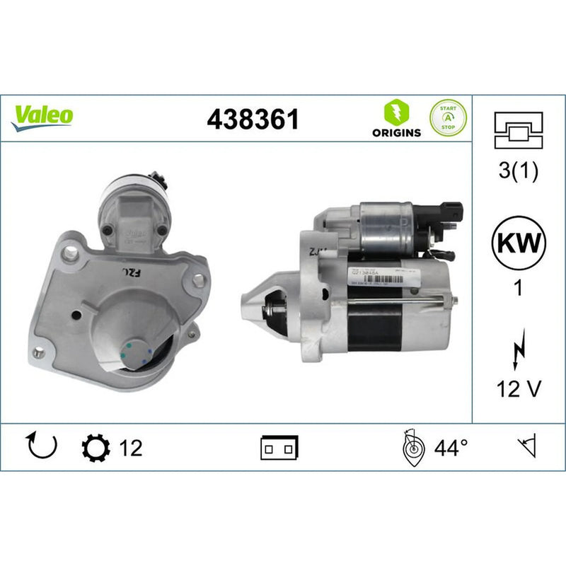 Valeo Starter Motor 12V 1kW 12 Teeth 438361