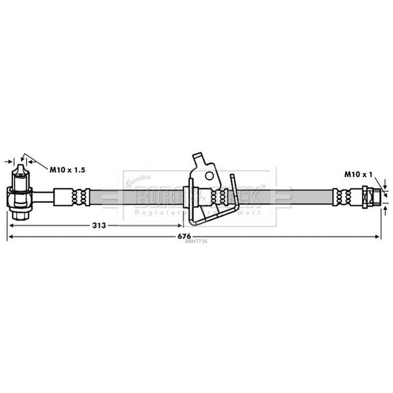 Borg & Beck Brake Hydraulic Hose Line Rear Right BBH7736