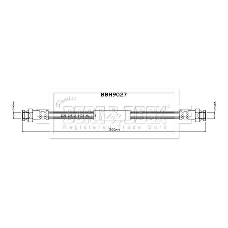 Borg & Beck Brake Hydraulic Hose Line Rear Left BBH9027