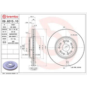 Brembo 2 x Internally Vented Front Brake Discs 09.8315.10