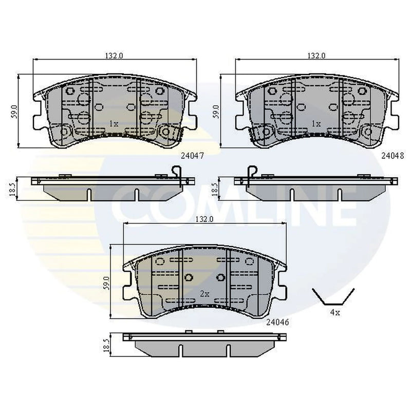 Comline 4 x Front Brake Pad Set CBP3950