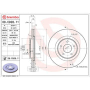 Brembo 2 x Internally Vented Front Brake Discs 09.C928.11