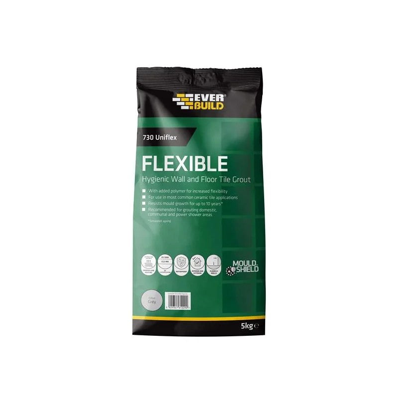 Everbuild Sika 730 Uniflex Hygienic Tile Grout Grey 5kg - 486465