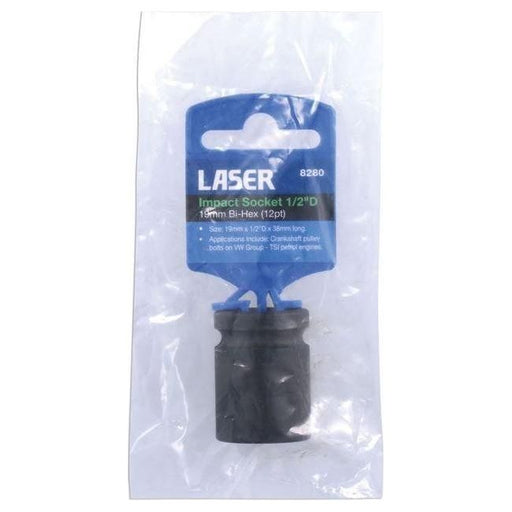Laser 19mm Bi-Hex Impact Socket 1/2"D 8280 Laser  - Town Parts