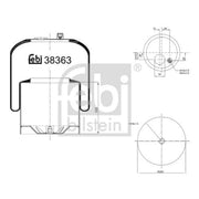 Febi Air Suspension Bellow 180mm Rear Right 38363